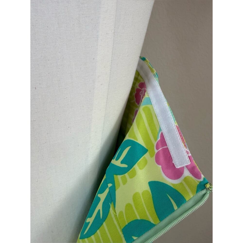 LILLY PULITZER VINTAGE Silk Lime Green Tropical Floral Halter Midi Dress Sz 8 - Picture 12 of 16